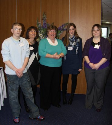Pictured at the event are (l-r) Geordie Bingham (Dr Bs Kitchen), Clare McCaughey (Dr B's Kitchen), Sue Ramsey (Chair of the Employment and Learning Committee), Jessica Smyth (Princes Trust) and Nichola Laffin (Dr B's Kitchen). 