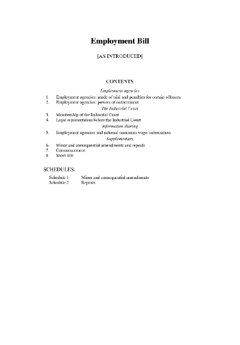 Employment Bill (as introduced)