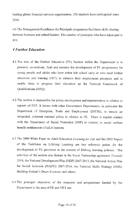 Minister for Education and Skills – Republic of Ireland submission