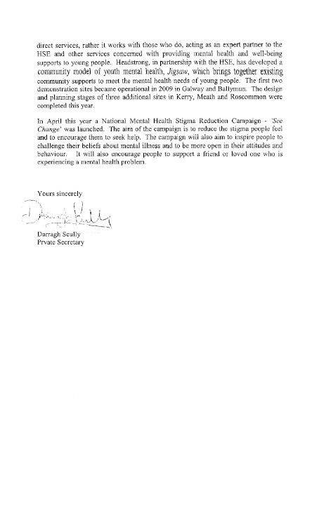 Minister for Health and Children – Republic of Ireland submission