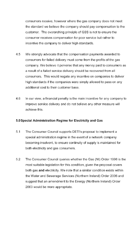 Response to DETi's Consultation on Gas Bill