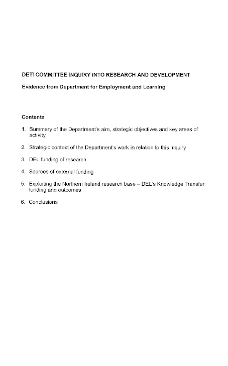 Response from Committee for Employment & Learning