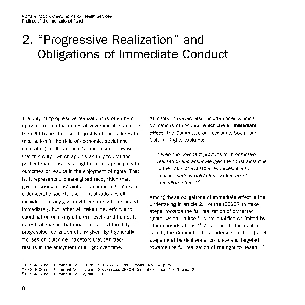 progression realization and obligations of immediate conduct