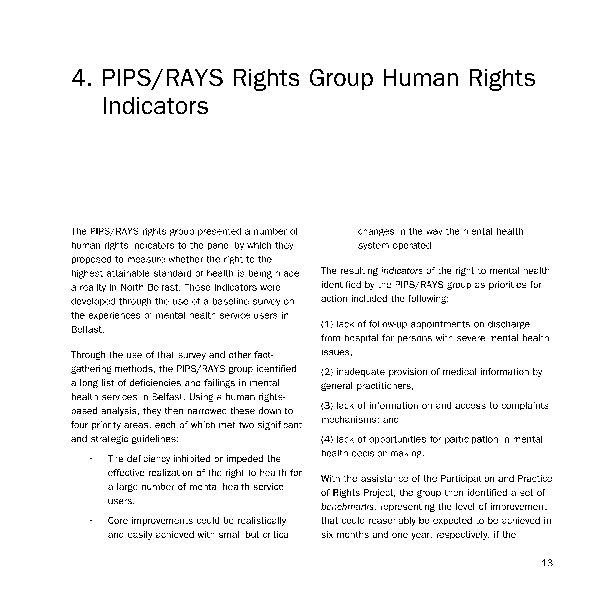 pips / rays rights group human rights indicators
