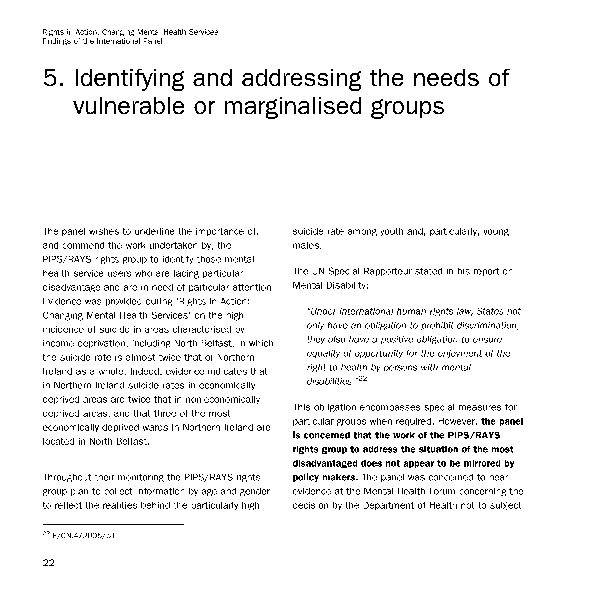 identfying and addressing the needs of vulnerable or marginalised groups