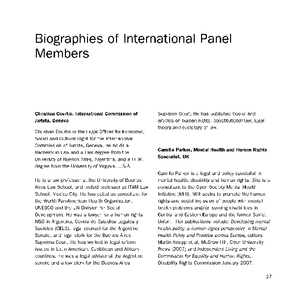 biographies of international panel members