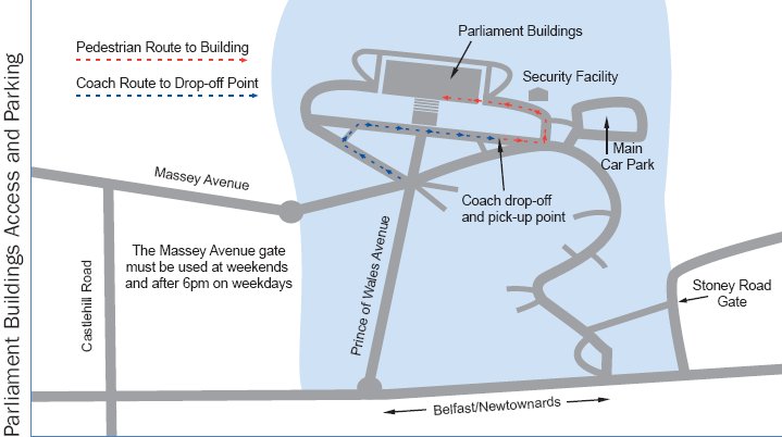 Overview of Stormont Estate and where to park for functions at Parliament Buildings