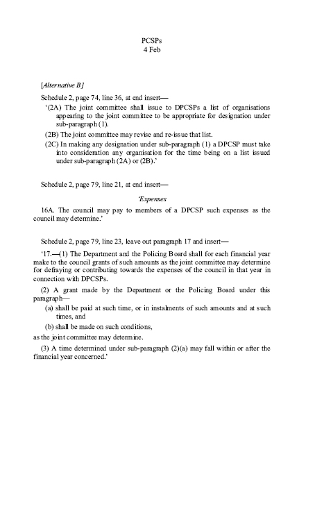PCSP Amendments 4 February 2011