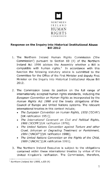Northern Ireland Human Rights Commission submission
