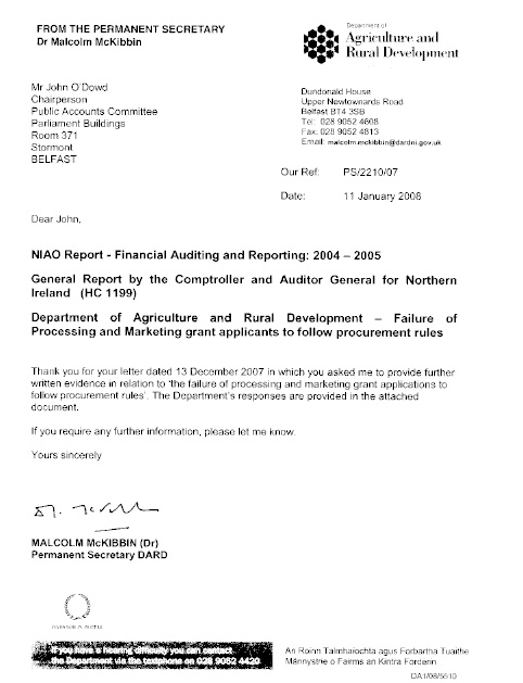 Correspondence of 11 January 2008 from Dr Malcolm McKibbin