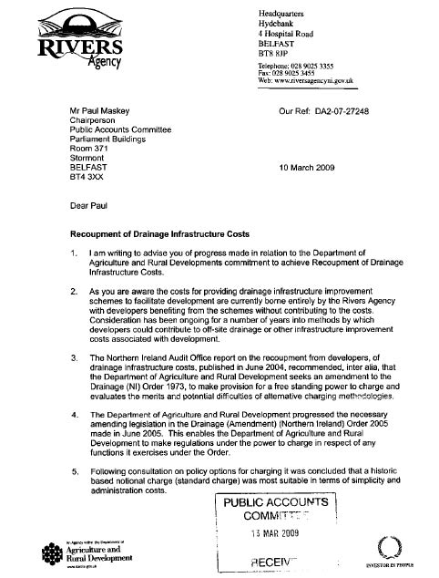Correspondence of 10 March 2009 