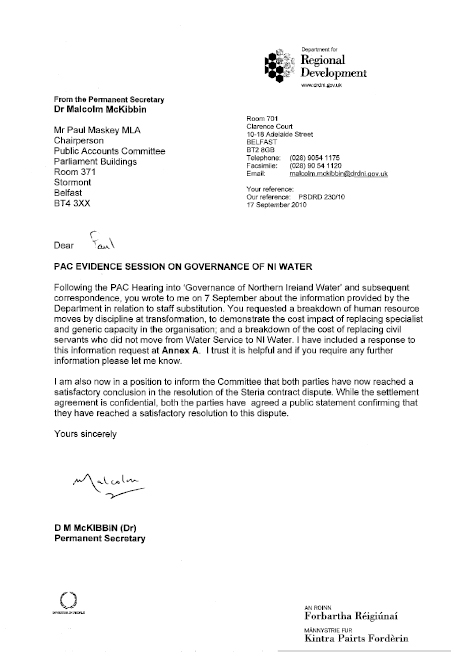 Dr McKibbin's letter to Chairperson 17 September