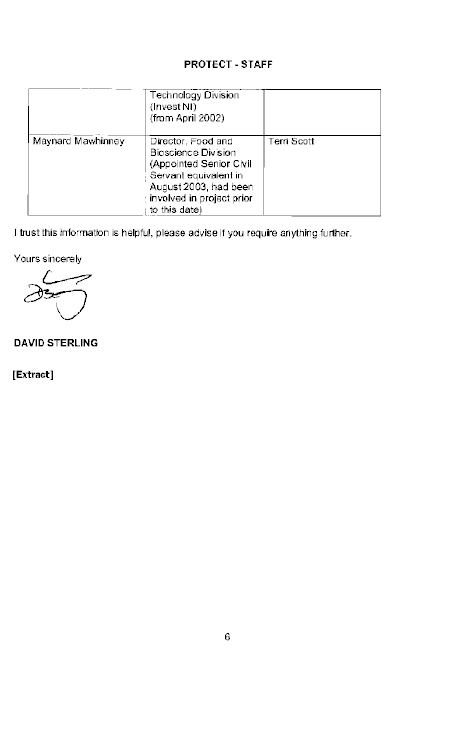 Correspondence of 20 February 2012 from Mr David Sterling