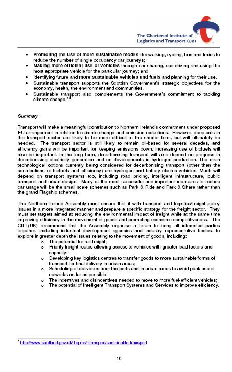 The Chartered Institute of Logistics and Transport (UK) submission