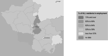 % of All Fermanagh residents in employment