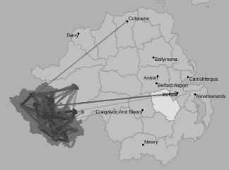 Map showing major commuter flows out of Fermanagh
