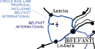 Fig 11 – Airport link can later be incorporated into proposed Belfast Circle Line