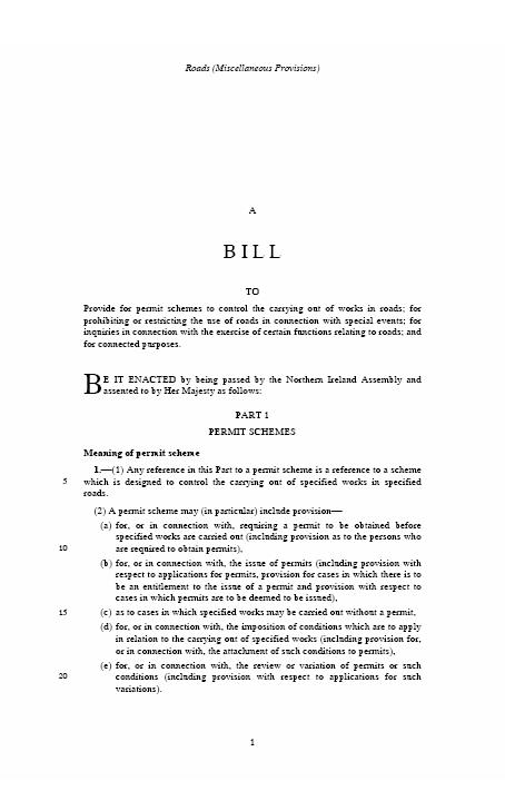 Roads (Miscellaneous Provisions) Bill - As Introduced