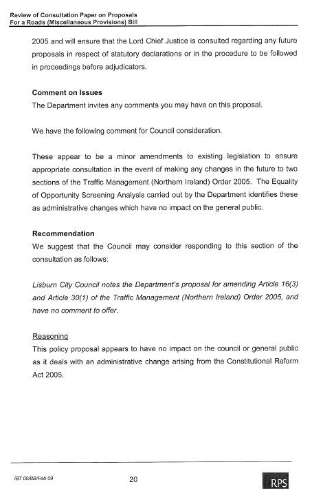 Lisburn City Council submission
