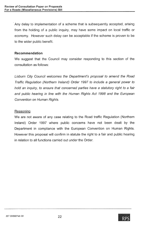 Lisburn City Council submission