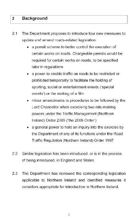 Report of the Public Consultation on Policy Proposals for a Roads (miscellaneous Provisions) Bill