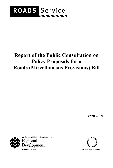 Report of the Public Consultation on Policy Proposals for a Roads (miscellaneous Provisions) Bill