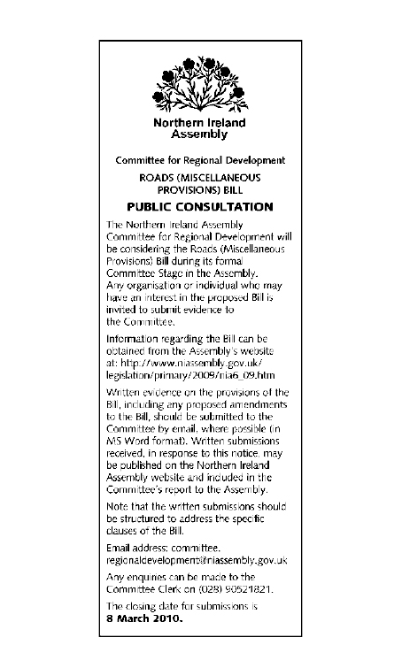 Public Notice, Published 8 February 2010