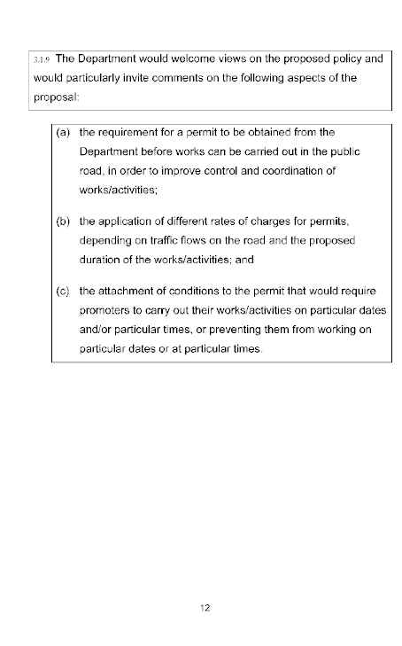 Policy Proposals for a Roads (Miscellaneous Provisions) Bill