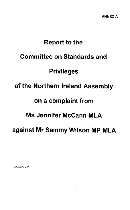 Report from the Interim Assembly Commissioner for Standards