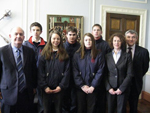 Speaker Mr William Hay MLA and Mr Thomas Buchanan MLA with students Scoil Phobail Bhéara, Co Cork