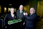 Speaker of the Assembly, Mr William Hay, MLA, presents Dr Paisley and his wife Eileen with a shamrock at the St Patrick’s Day reception at Parliament Buildings.