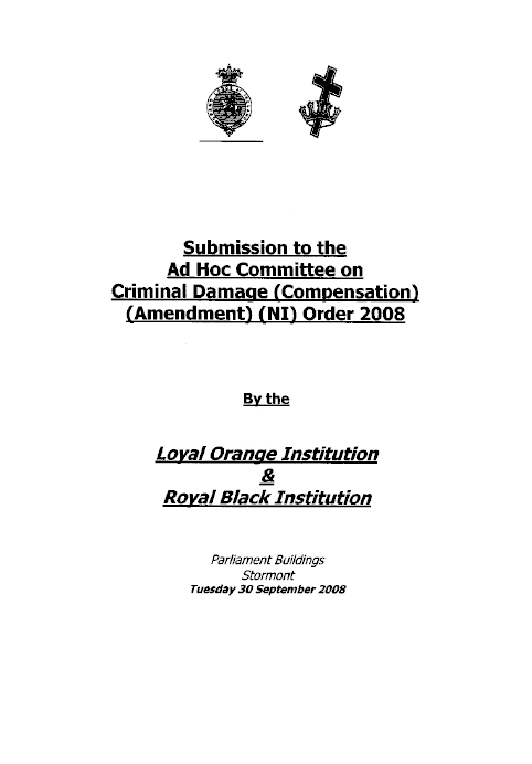 Loyal Orange and Royal Black Institution submission