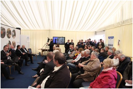 (Members taking questions from a packed house at the Balmoral Show, May 2010) 