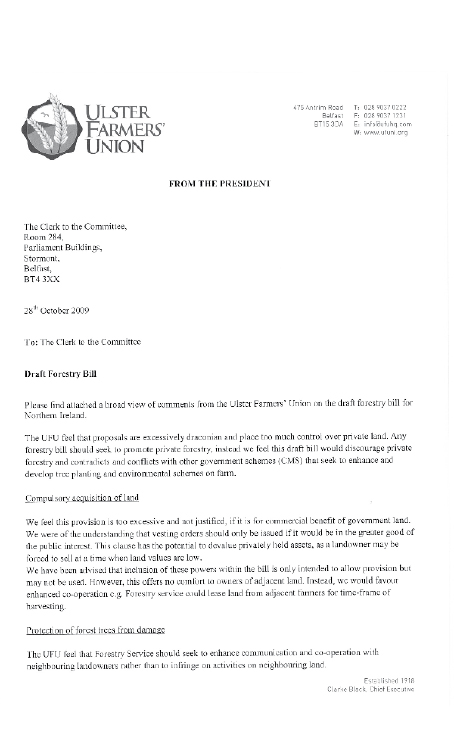 Ulster Farmers Union submission