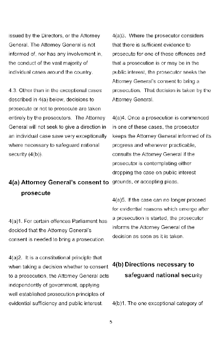 Protocol between the Attorney General and the Prosecuting Departments