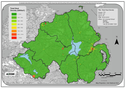 Heat density map of Northern Ireland