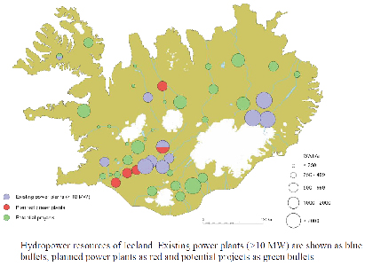 Image 1: Icelandic Power stations, and proposed sites