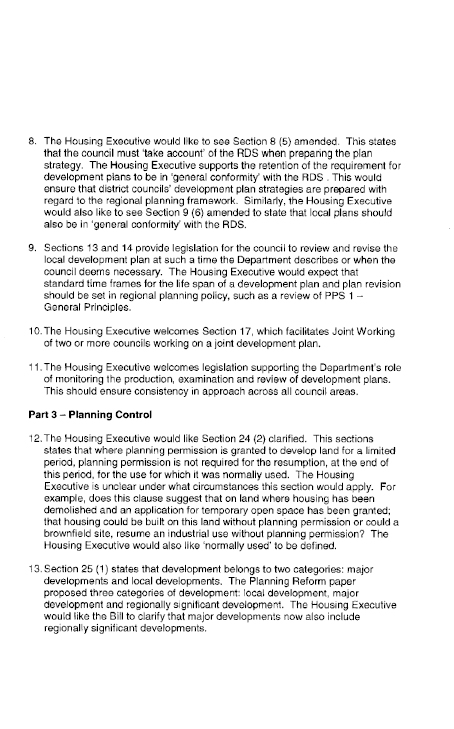 Northern Ireland Housing Executive Submission to the Planning Bill