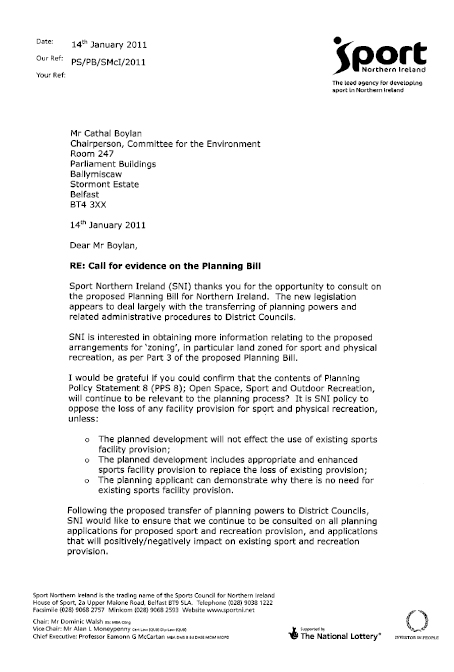Sport Northern Ireland Submission to the Planning Bill