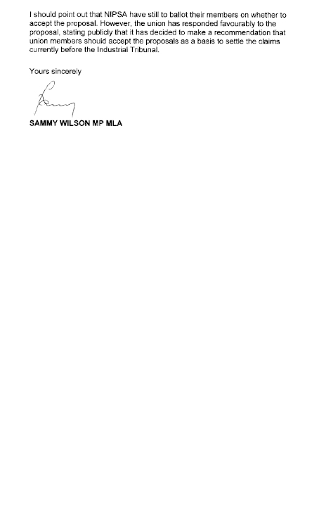 Sammy Wilson correspondance