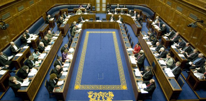 A debate taking place in the Assembly Chamber