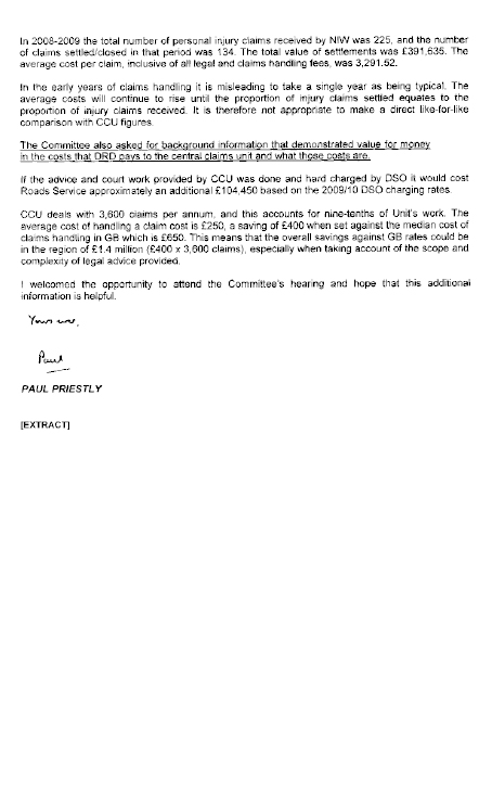 Correspondence of 24 February 2010 from Mr Paul Priestly