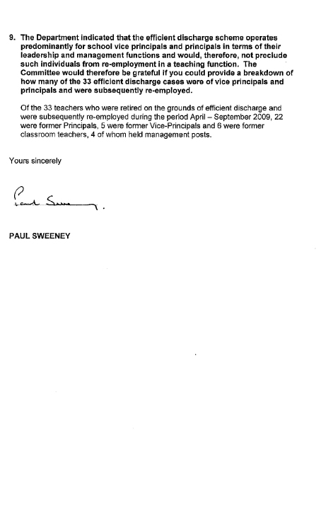 Correspondence of 7 October 2010 from Mr Paul Sweeney