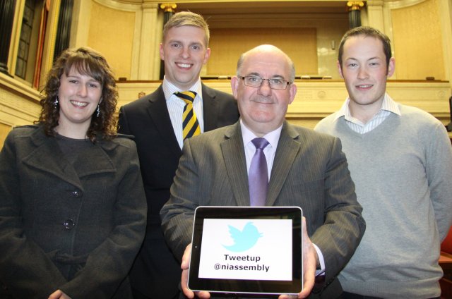 Pictured L-R: Mary Shiels, UTVs Marc Mallett, Speaker of the NI Assembly William Hay MLA and Enda Fox.
