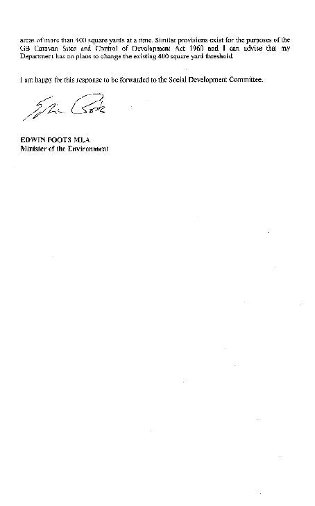 Minister for the Department of the Environment submission