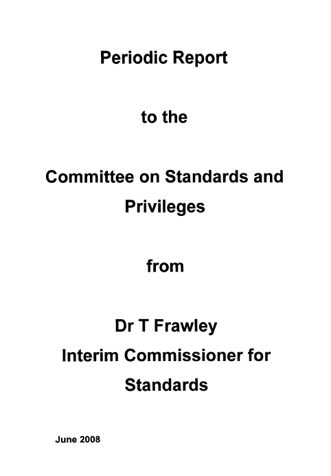 Report to Standards and Privileges from Dr T Frawley, Interim Commissioner for Standards